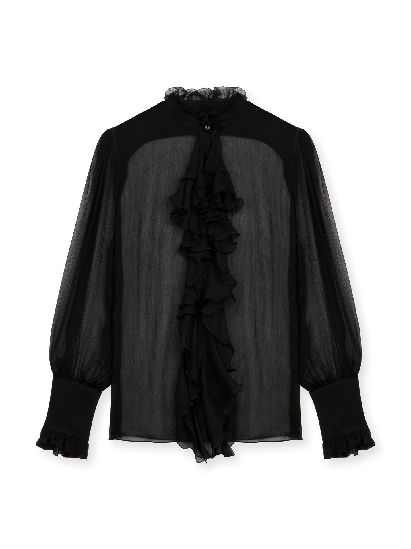 Silk ruffles shirt with jewel bottons