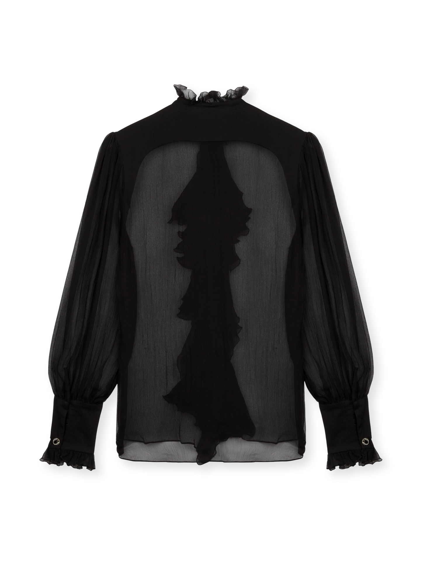 Silk ruffles shirt with jewel bottons