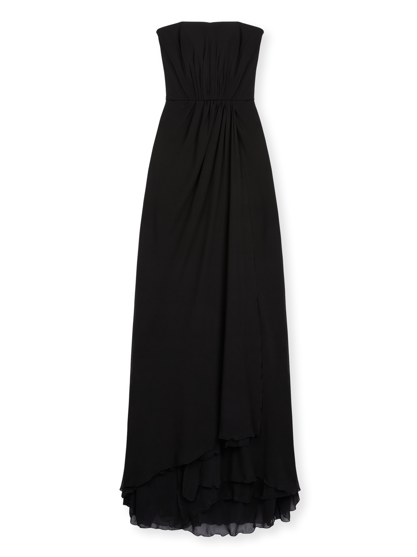 LONG STRAPLESS BUSTIER DRESS IN SILK GEORGETTE