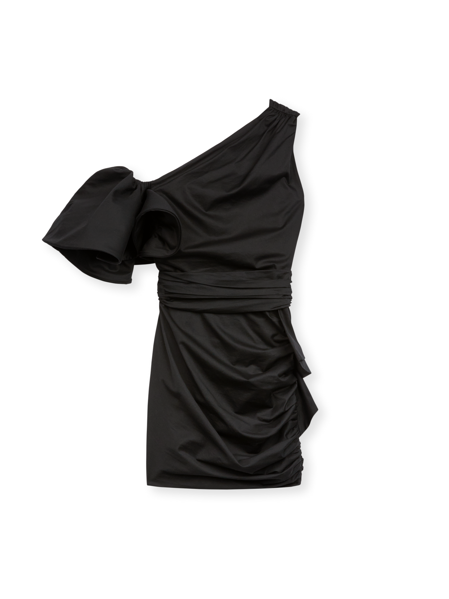 ONE SHOULDER MINI DRESS IN POPELINE