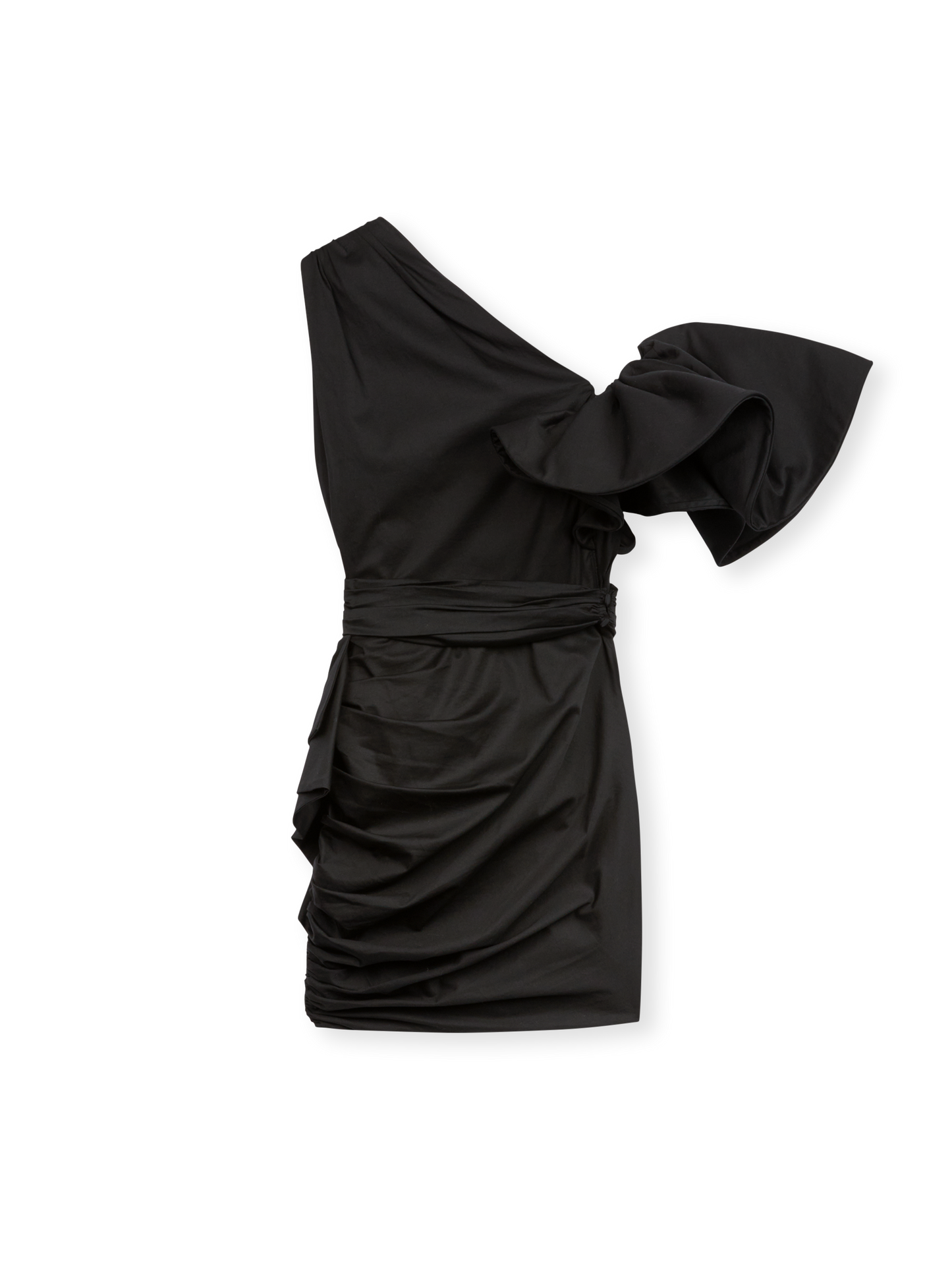 ONE SHOULDER MINI DRESS IN POPELINE