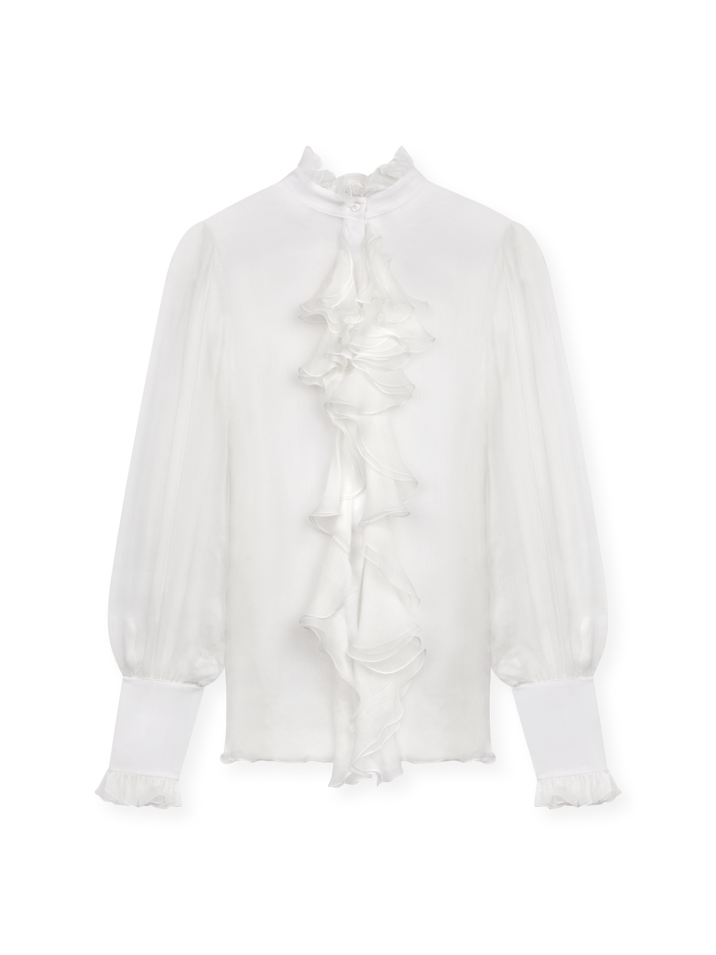 Silk ruffles shirt with jewel buttons