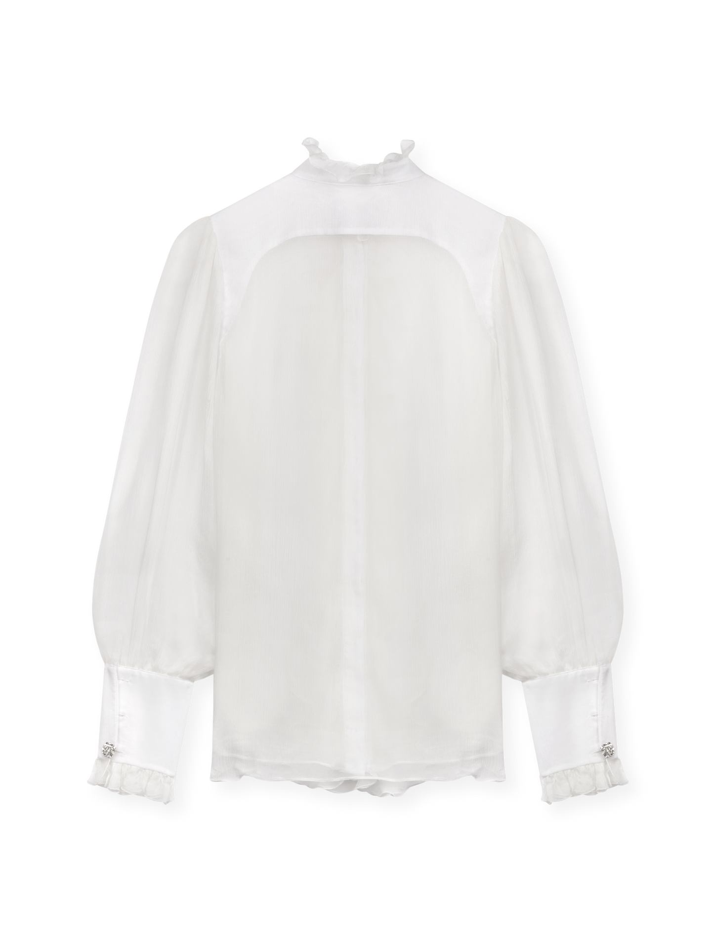Silk ruffles shirt with jewel buttons