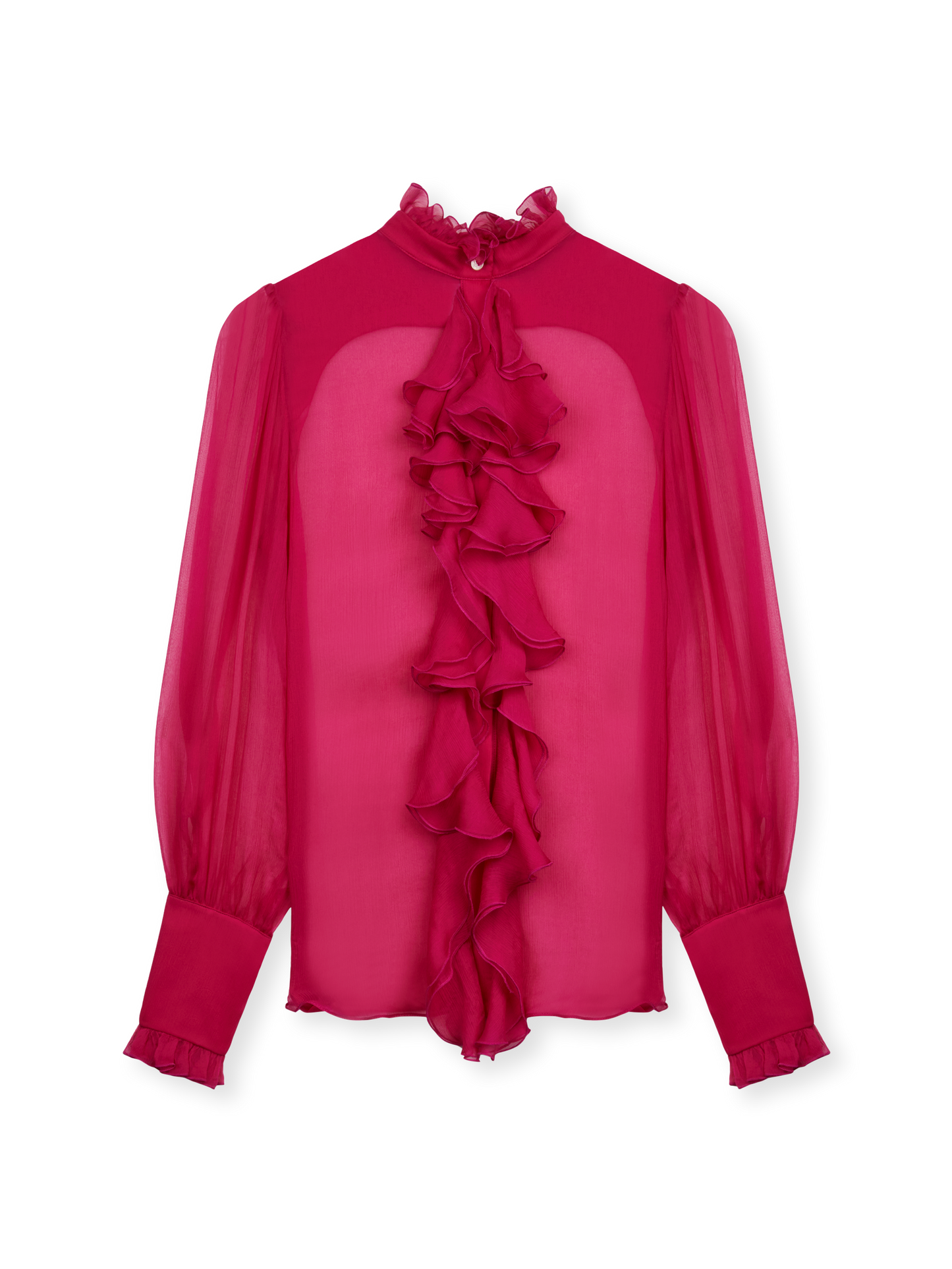 Silk ruffles shirt with jewel buttons