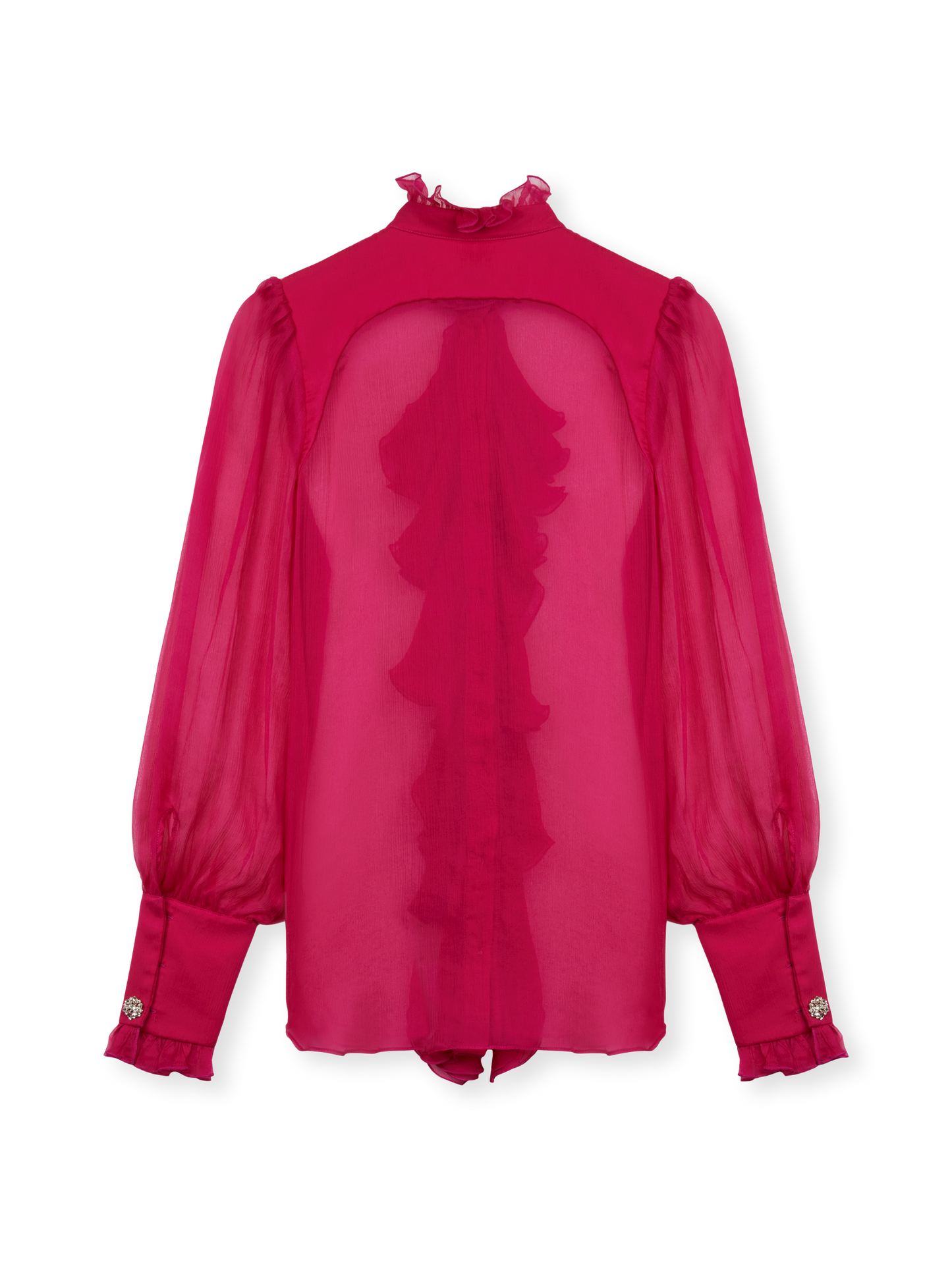 Silk ruffles shirt with jewel buttons