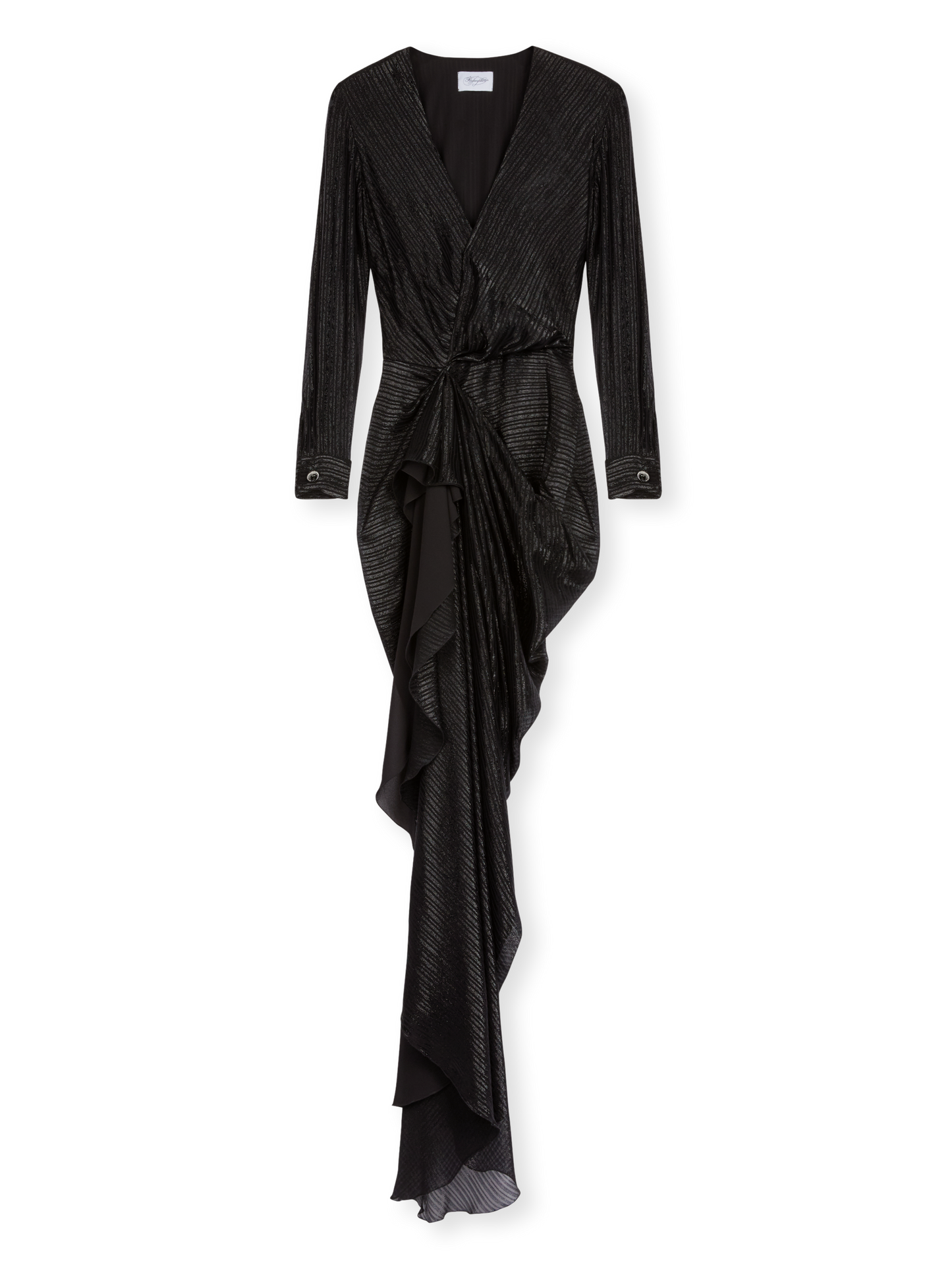 Long draped dress in silk chiffon lurex