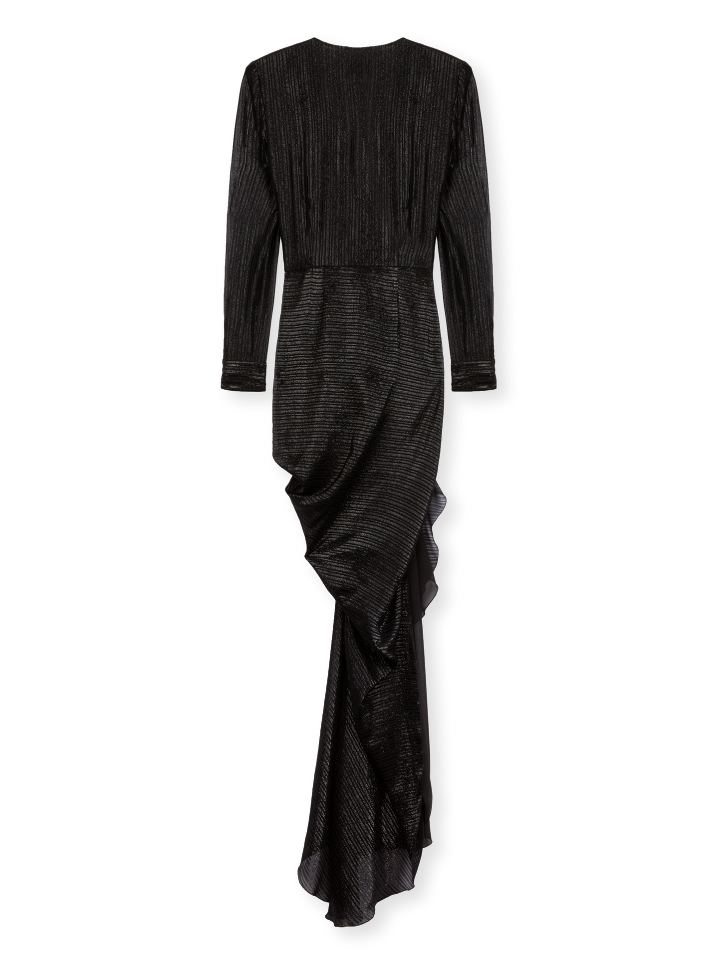 Long draped dress in silk chiffon lurex